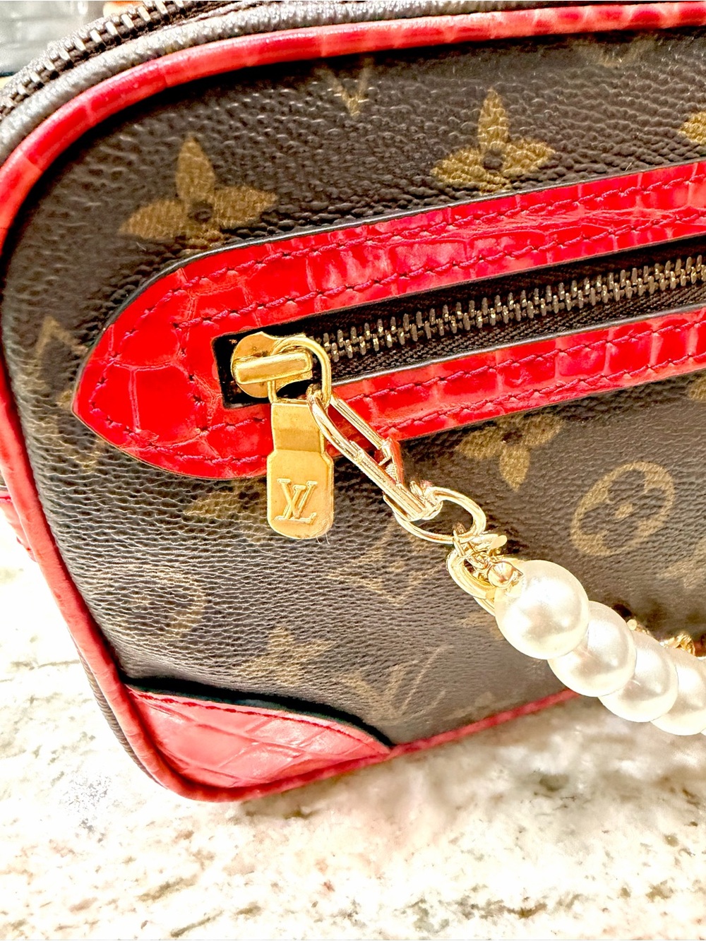 Louis Vuitton Authentic Monogram Custom Crossbody w/Crocodile Embossed Leather - Picture 9 of 14